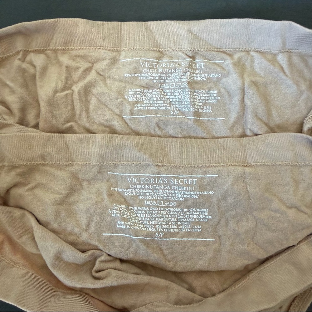 Victoria's Secret Nude Cheekini Bikini Style Panty Bundle of 2 Size S - Picture 6 of 7